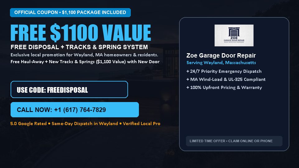 FREE Old Door Haul-Away & Heavy-Duty Tracks in Wayland, MA - Zoe Garage Door Repair