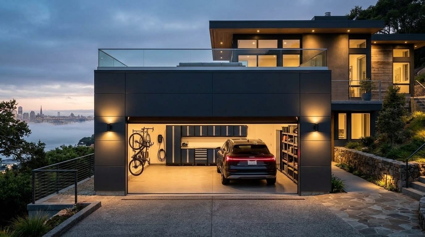 Zoe Garage Door Repair Garage Door Gliding Open Revealing Warm Illuminated Interior